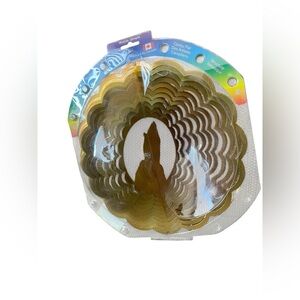 Gold Decorative Metal Wind Spinner featuring a Prayer Hands design.